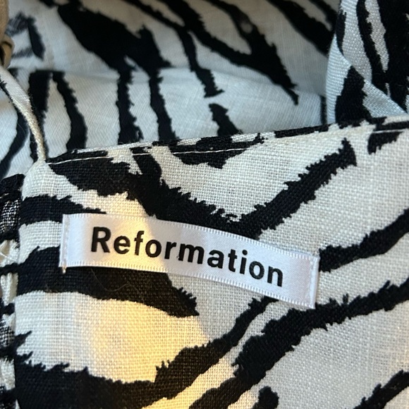 Reformation Starling Zebra Print Linen Dress - Picture 12 of 12